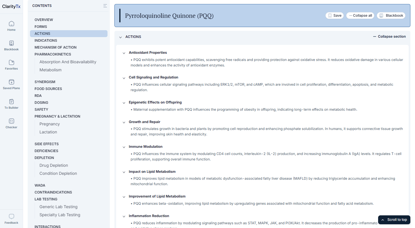 ClarityTx Platform Demo - Integrative Medicine Database