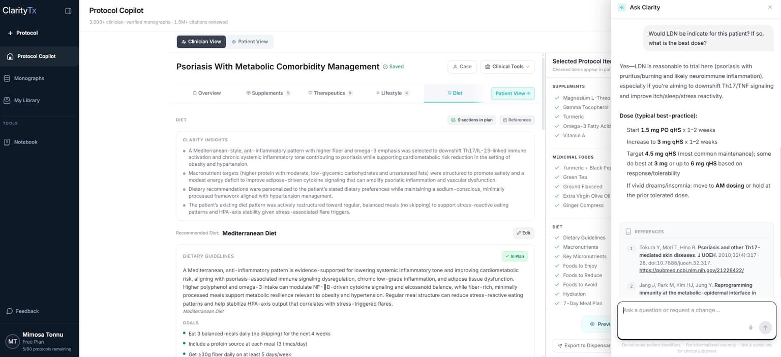 Protocol Copilot — describe your patient case